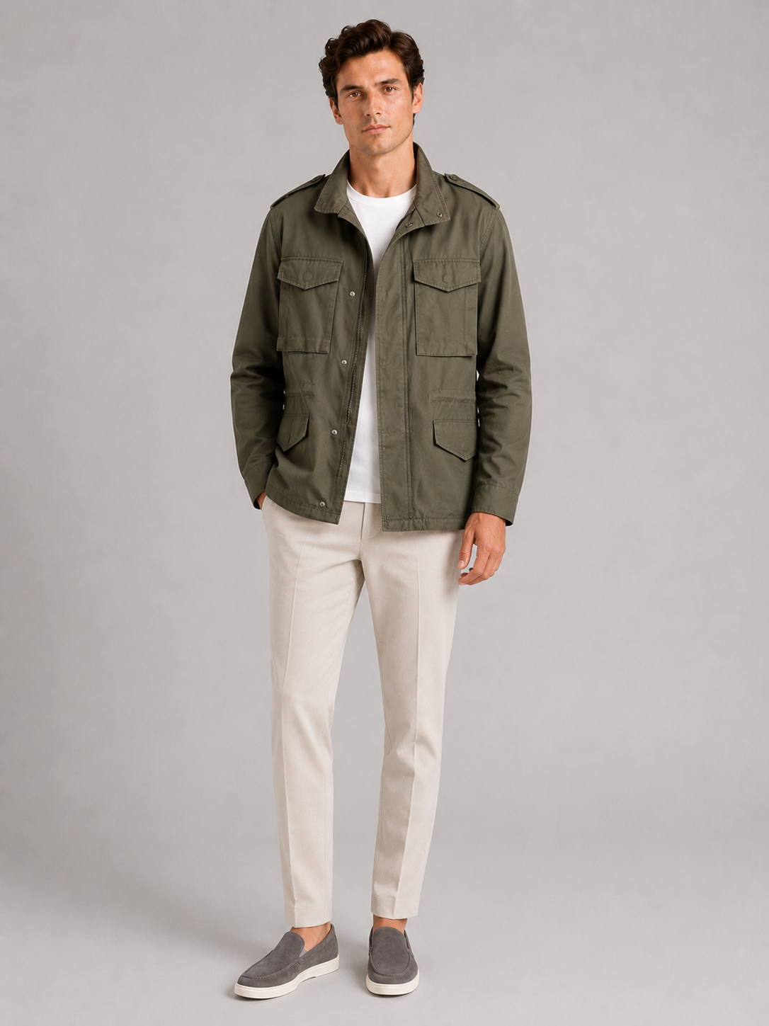 Men’s Cargo Fall Jacket Multi-Pocket Windbreaker Lightweight Fall Casual Jacket for Outdoor and Everyday Wear