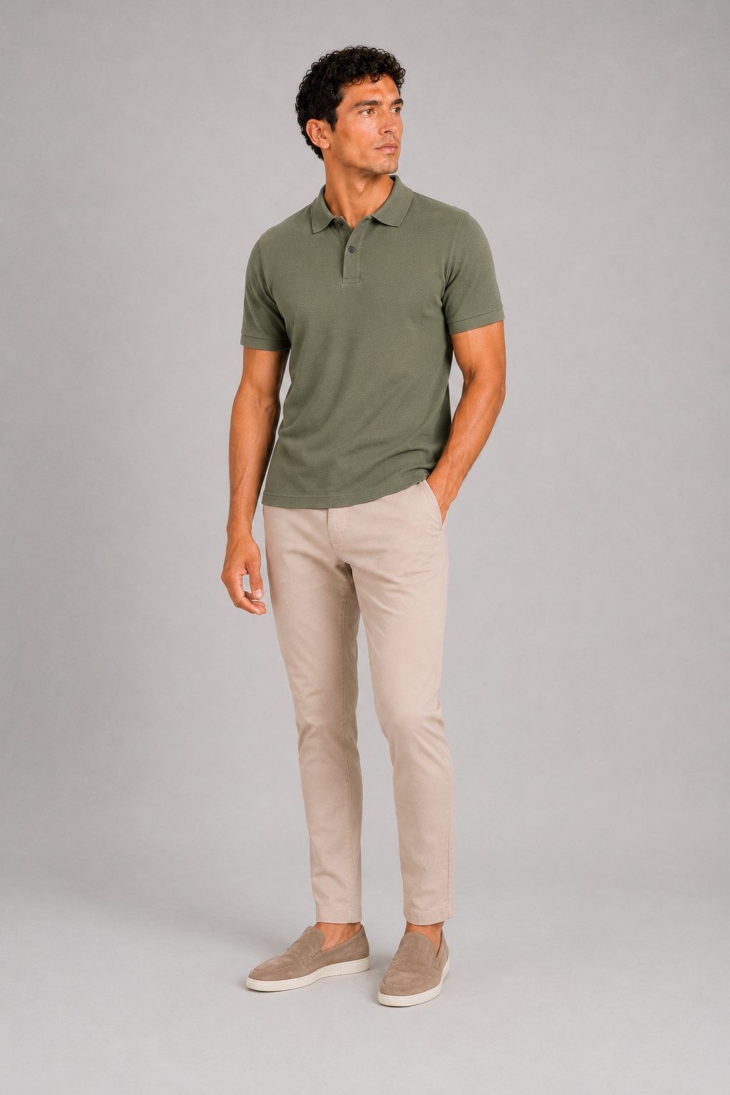 Army green short sleeve polo shirt for men lightweight breathable golf and summer wear