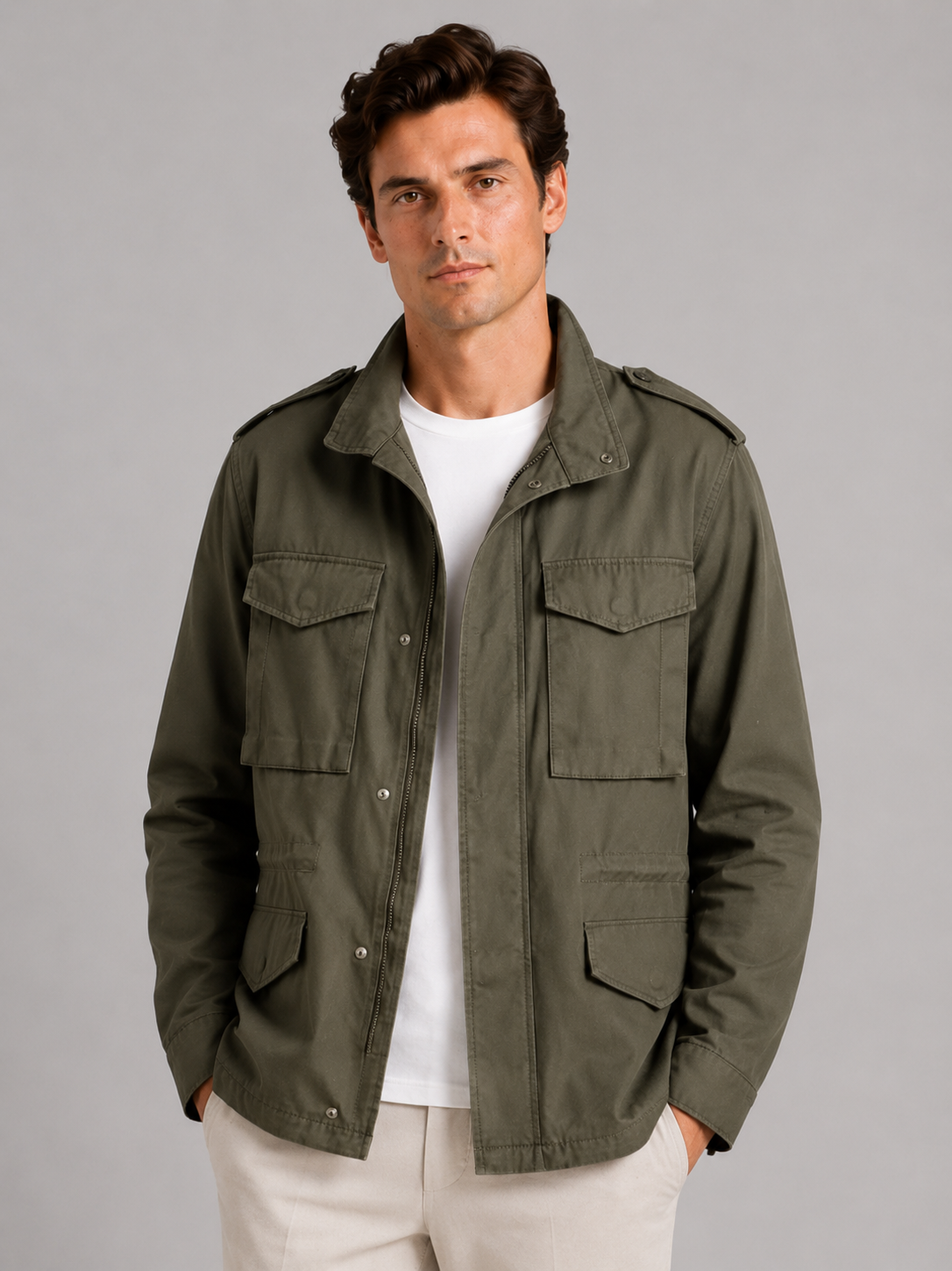 Men’s Cargo Fall Jacket Multi-Pocket Windbreaker Lightweight Fall Casual Jacket for Outdoor and Everyday Wear