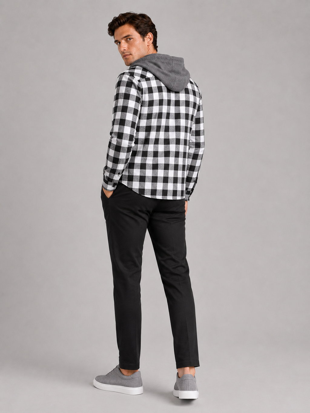 Men’s gray button down flannel jacket comfortable casual streetwear for everyday outfits