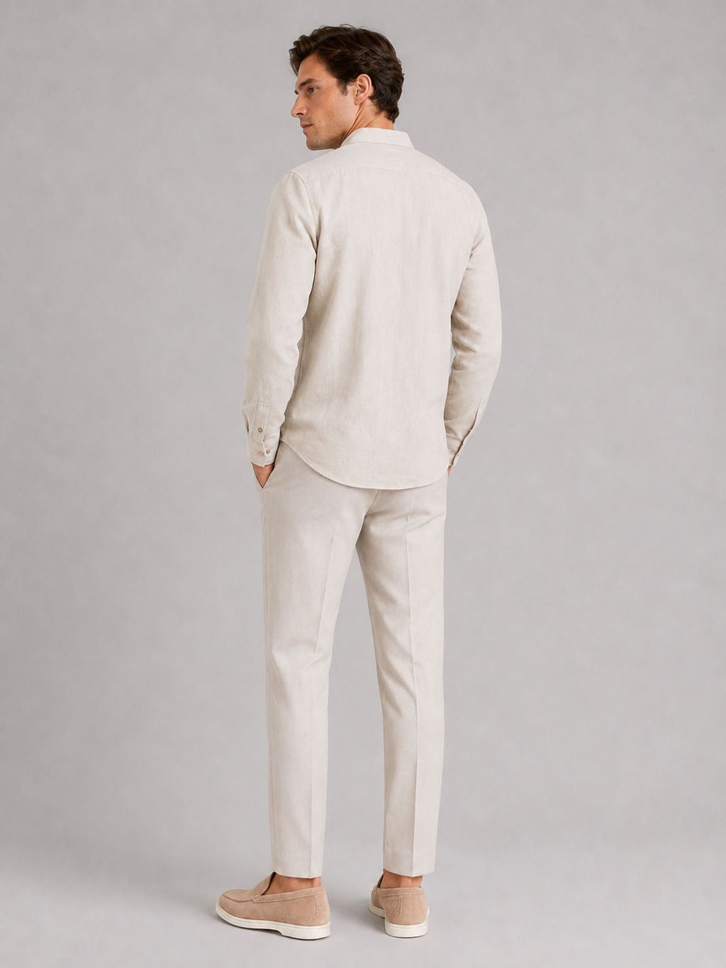Men’s beige casual shirt comfortable breathable summer layer for relaxed outfits