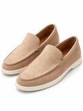 Men’s beige suede leather loafers, classic style slip-on driving shoes lightweight soft moccasins