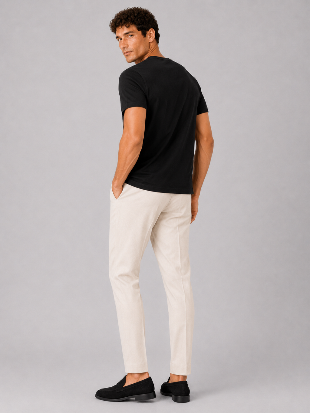 Black cotton crew neck t shirt for men comfortable summer top for home wear