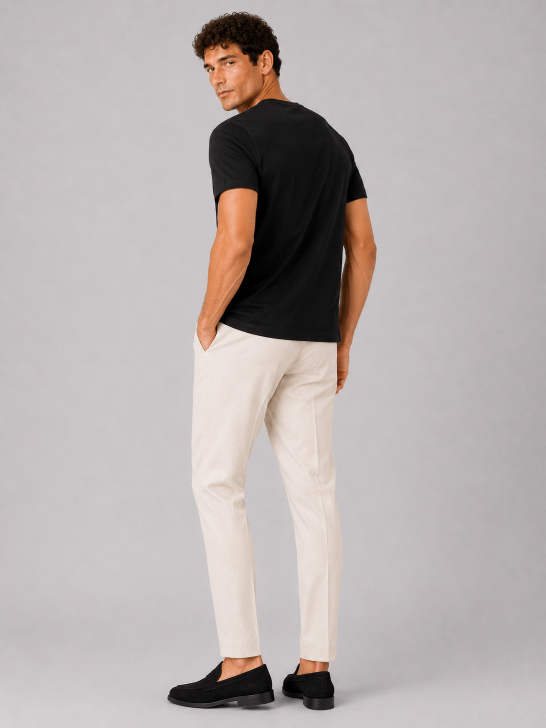 Black cotton crew neck t shirt for men comfortable summer top for home wear