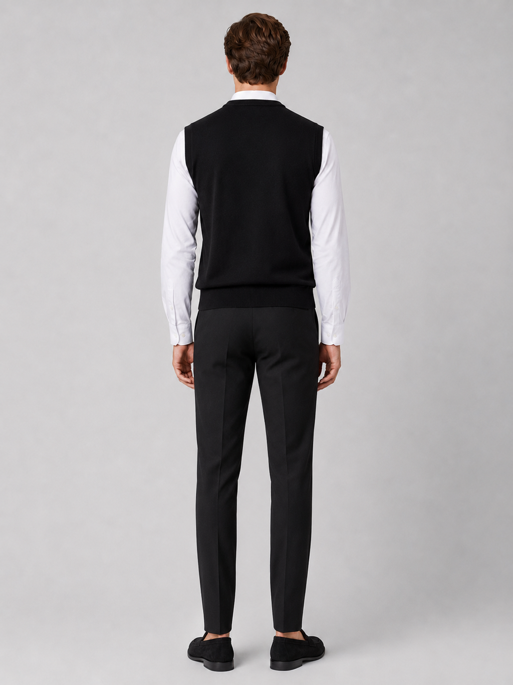 Men’s black lightweight knit sweater vest comfortable sleeveless layer for office and everyday outfits