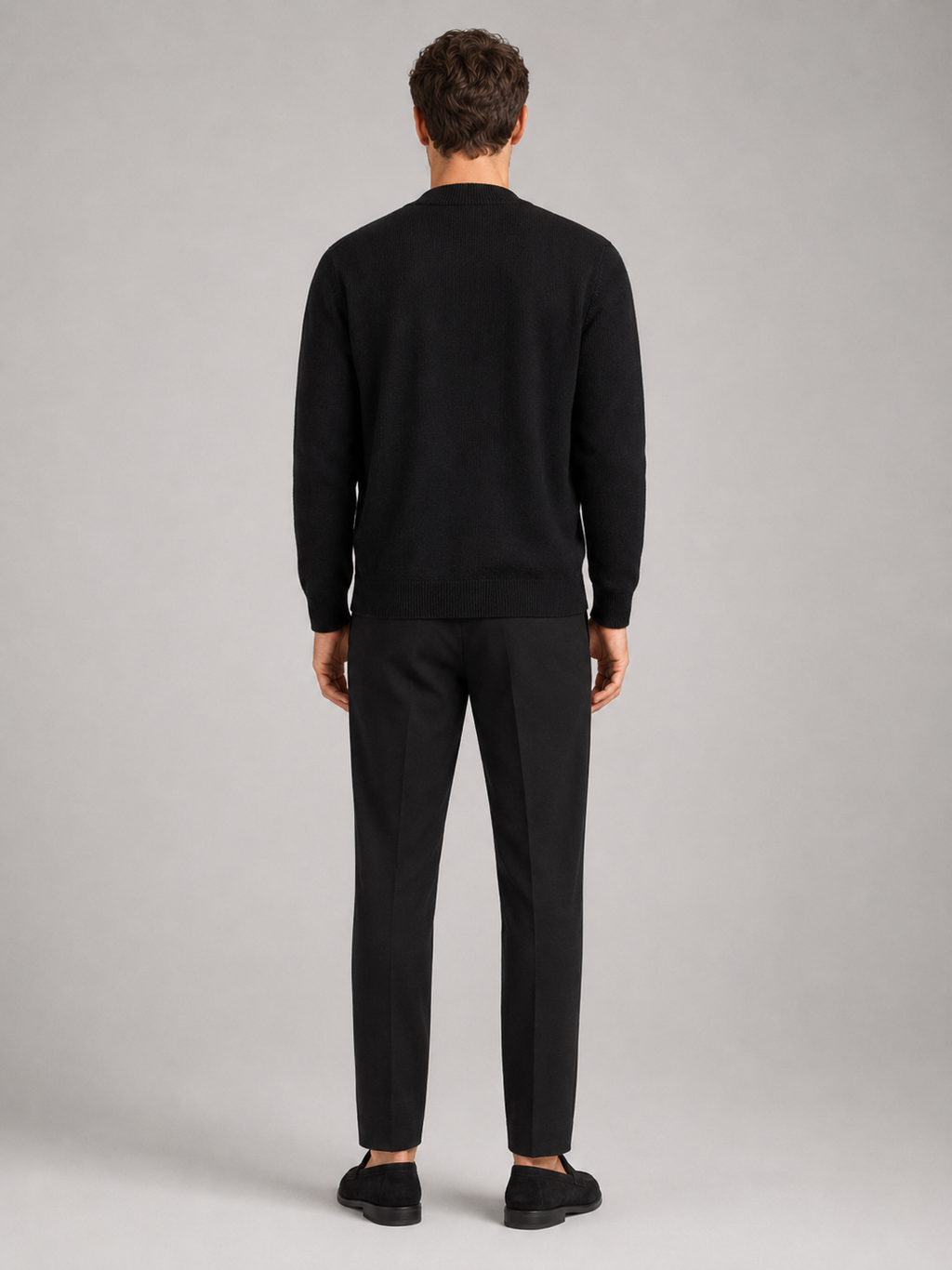 Men’s black solid color cardigan sweater lightweight fall layer for casual outfits