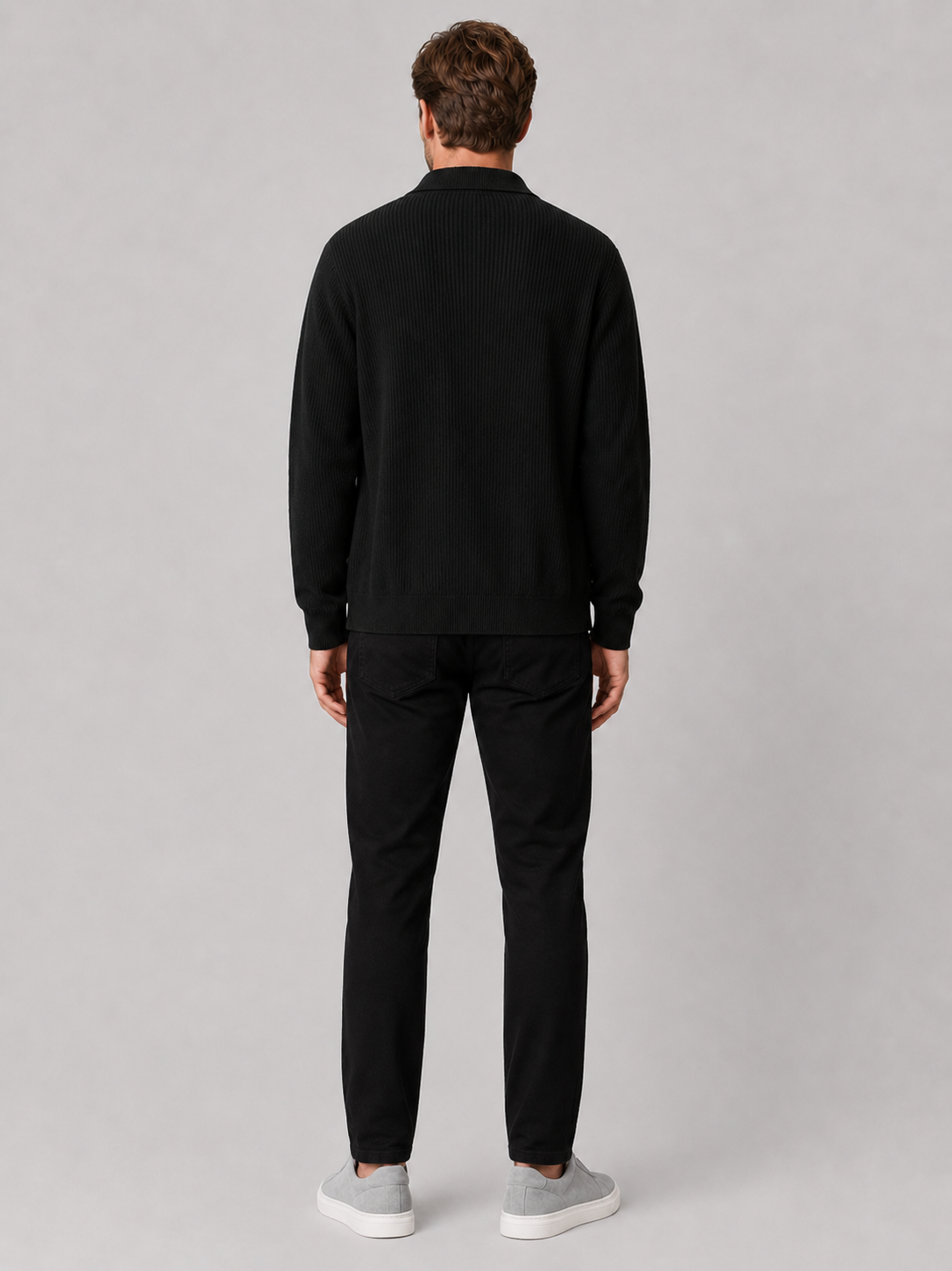 Men’s black knit cardigan comfortable lightweight layer for casual spring and fall outfits