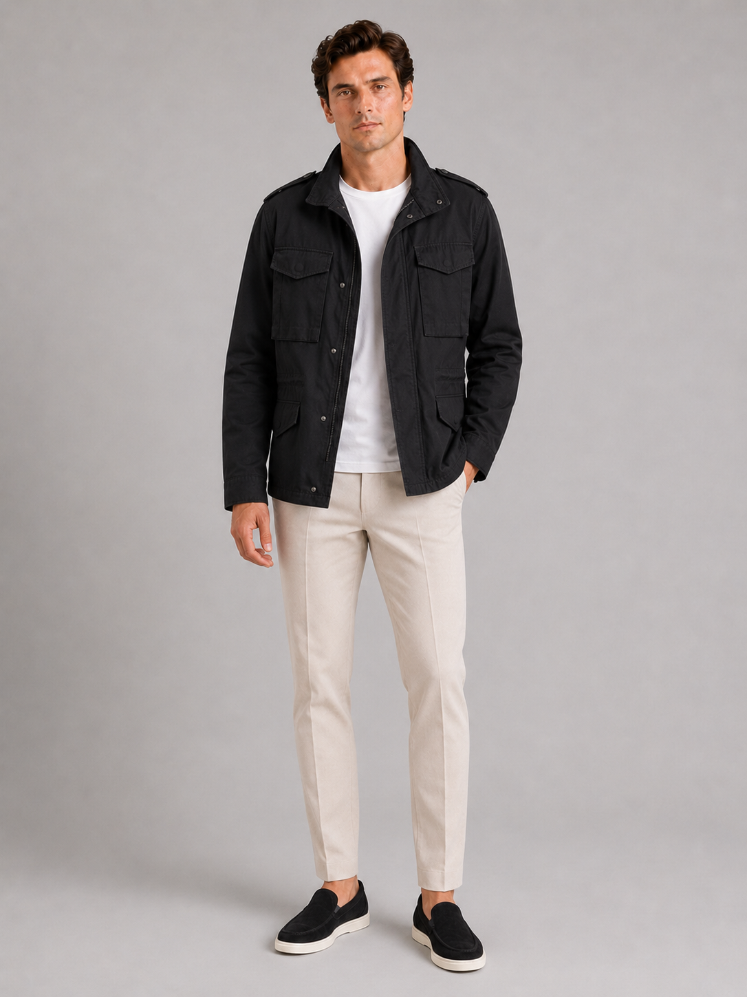 Men’s Cargo Fall Jacket Multi-Pocket Windbreaker Lightweight Fall Casual Jacket for Outdoor and Everyday Wear