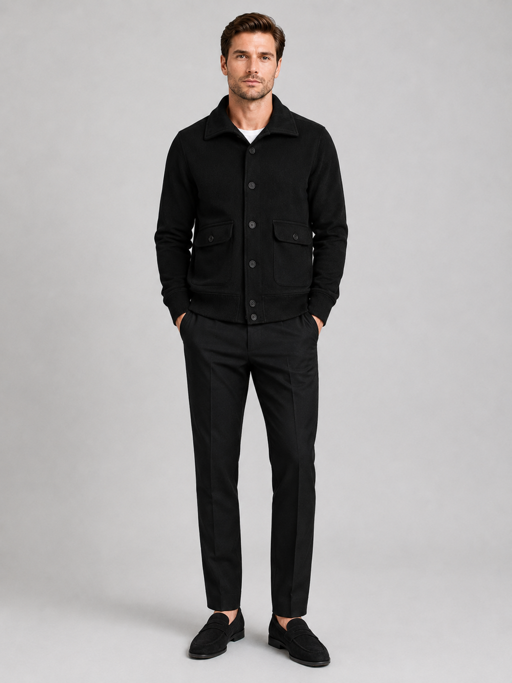 Black chore jacket for men windproof fall winter outerwear for outdoor and everyday wear