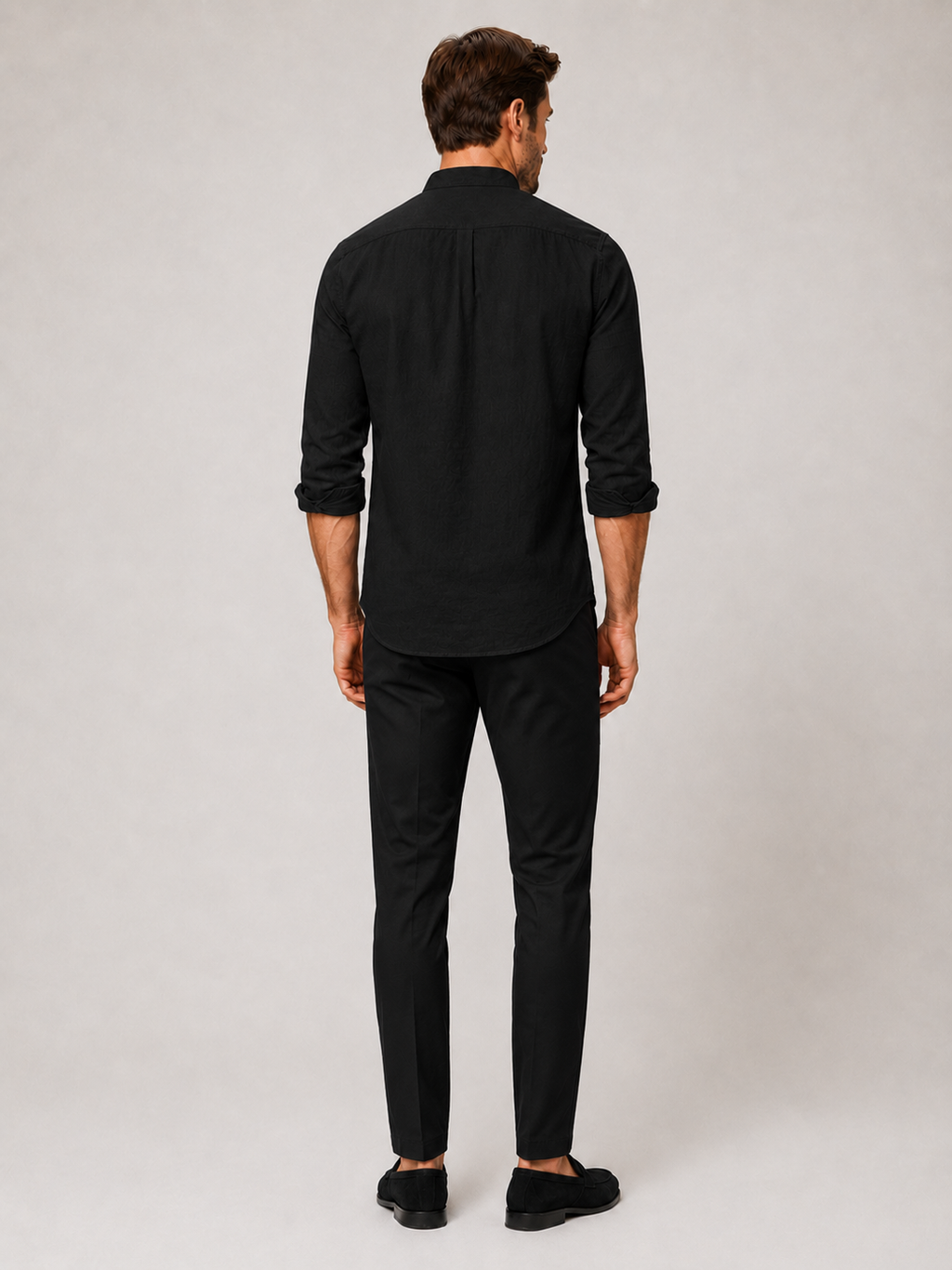 Men’s black breathable linen button down shirt comfortable lightweight top for casual summer outfits