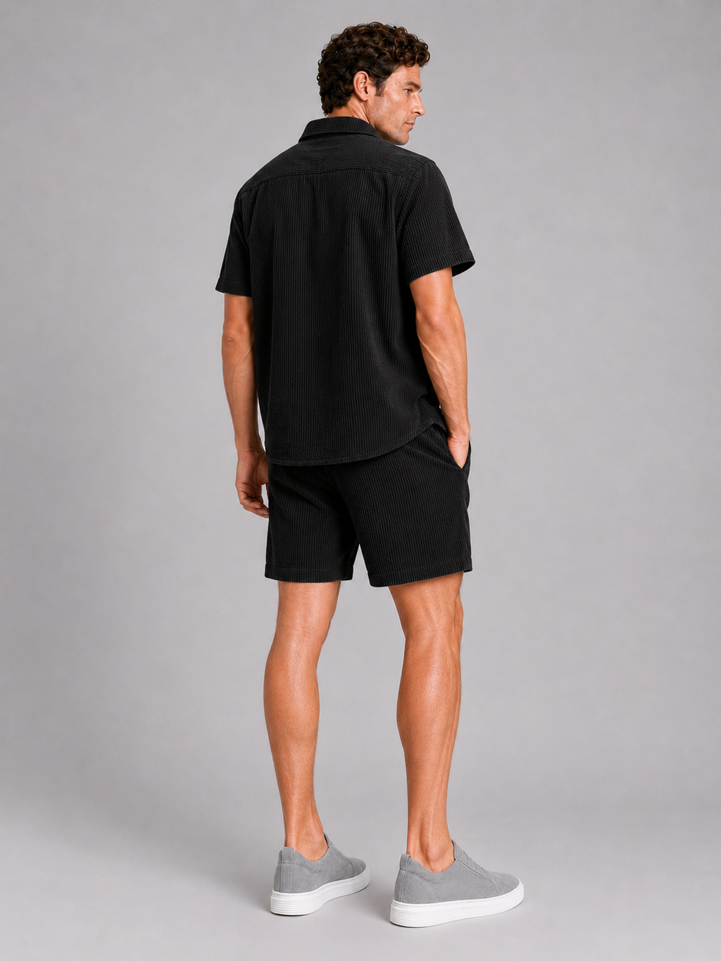 Men’s black summer co ord set comfortable vacation outfit for casual and resort wear