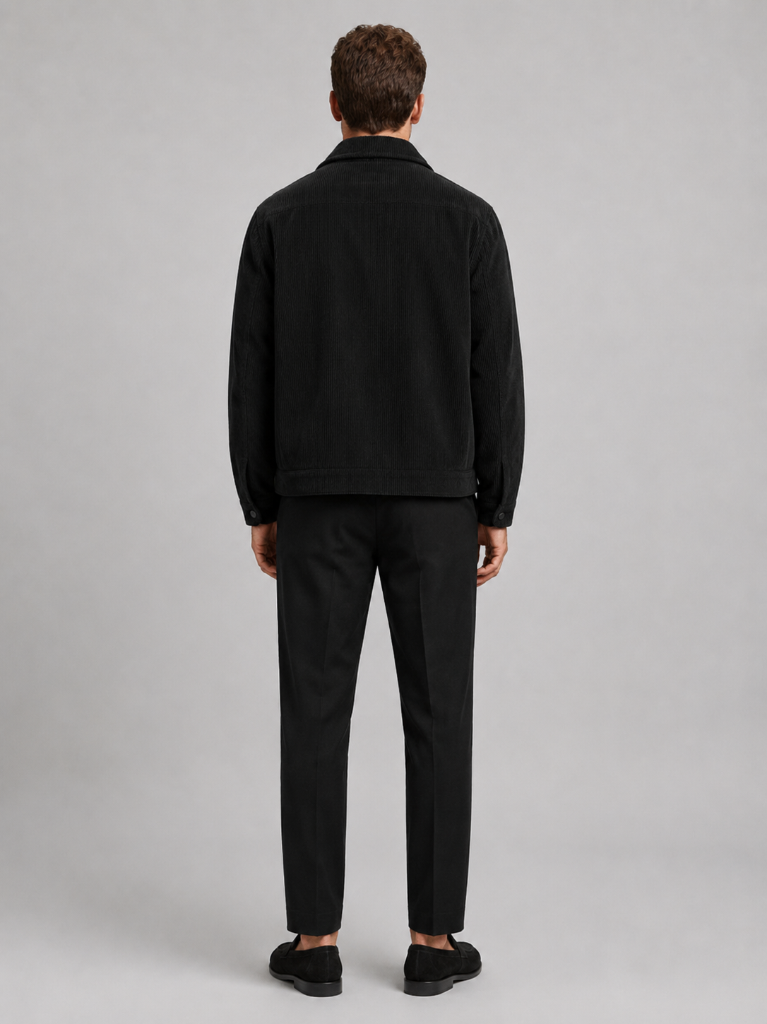 Men’s black corduroy jacket comfortable lightweight outerwear for casual and weekend outfits