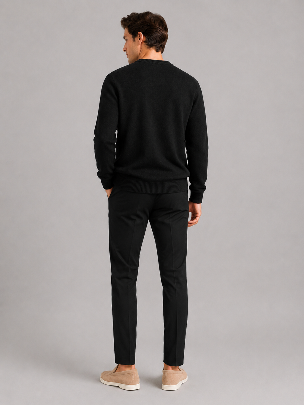 Men’s black knit sweater comfortable relaxed fit top for casual cold weather outfits