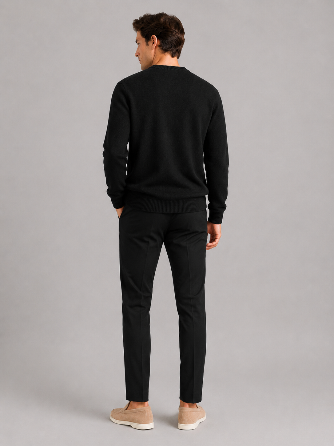 Men’s black knit sweater comfortable relaxed fit top for casual cold weather outfits