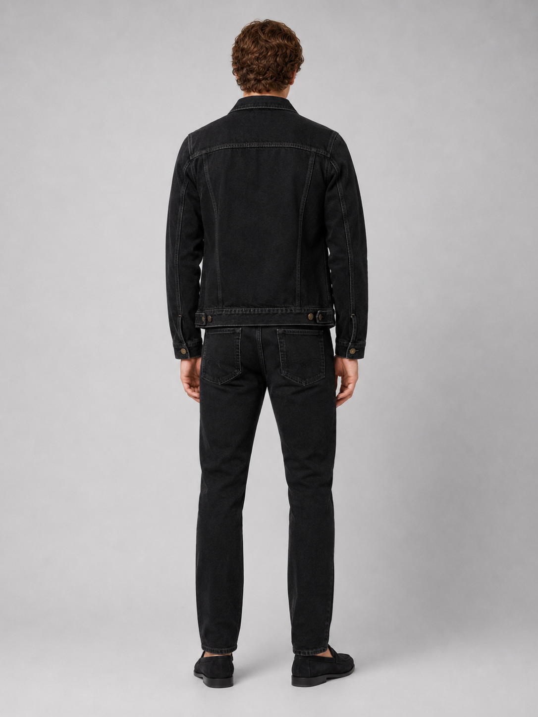 Men’s black cotton denim jacket comfortable fall layer for casual and streetwear outfits