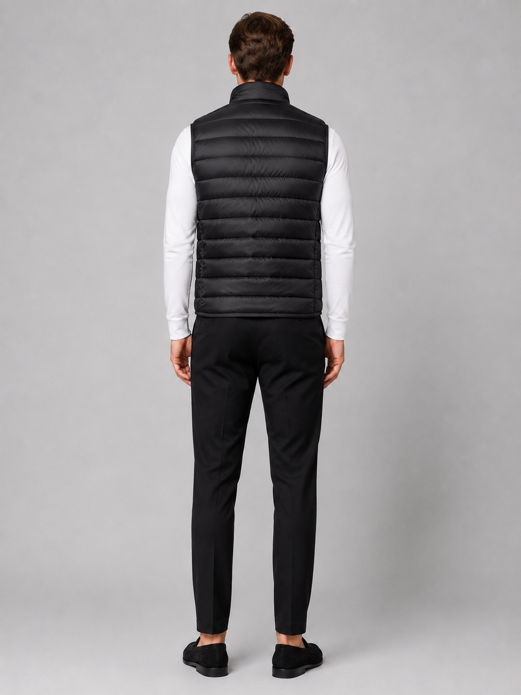 Men’s black lightweight puffer vest comfortable insulated outerwear for casual and outdoor outfits