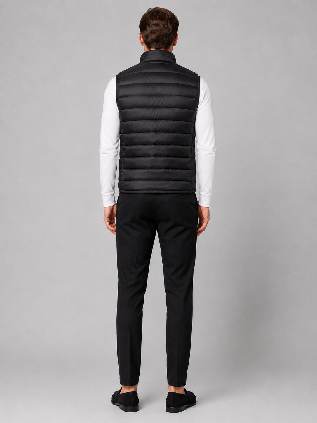 Men’s black lightweight puffer vest comfortable insulated outerwear for casual and outdoor outfits