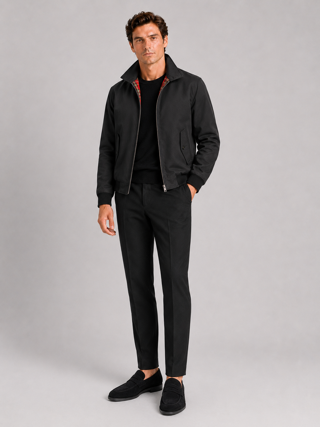 Black Harrington jacket for men lightweight outerwear for everyday fall wear
