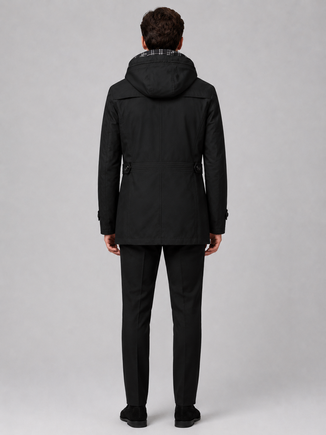 Men’s black thick cotton trench coat comfortable casual layer for outdoor and commuting outfits