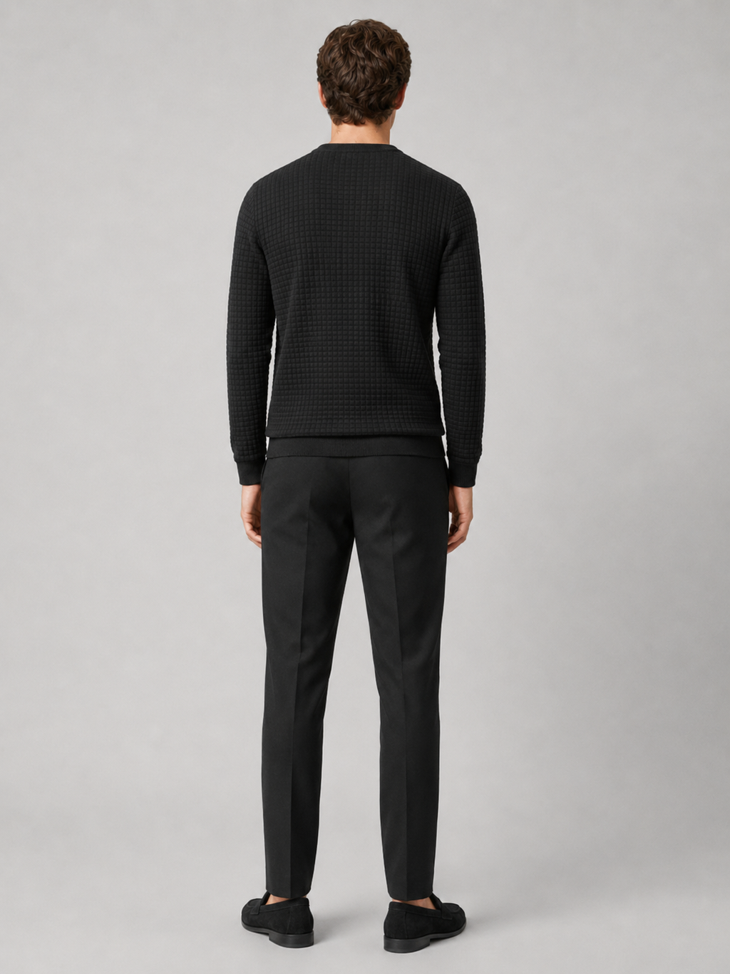 Men’s black knit sweater comfortable long sleeve winter top for casual outfits