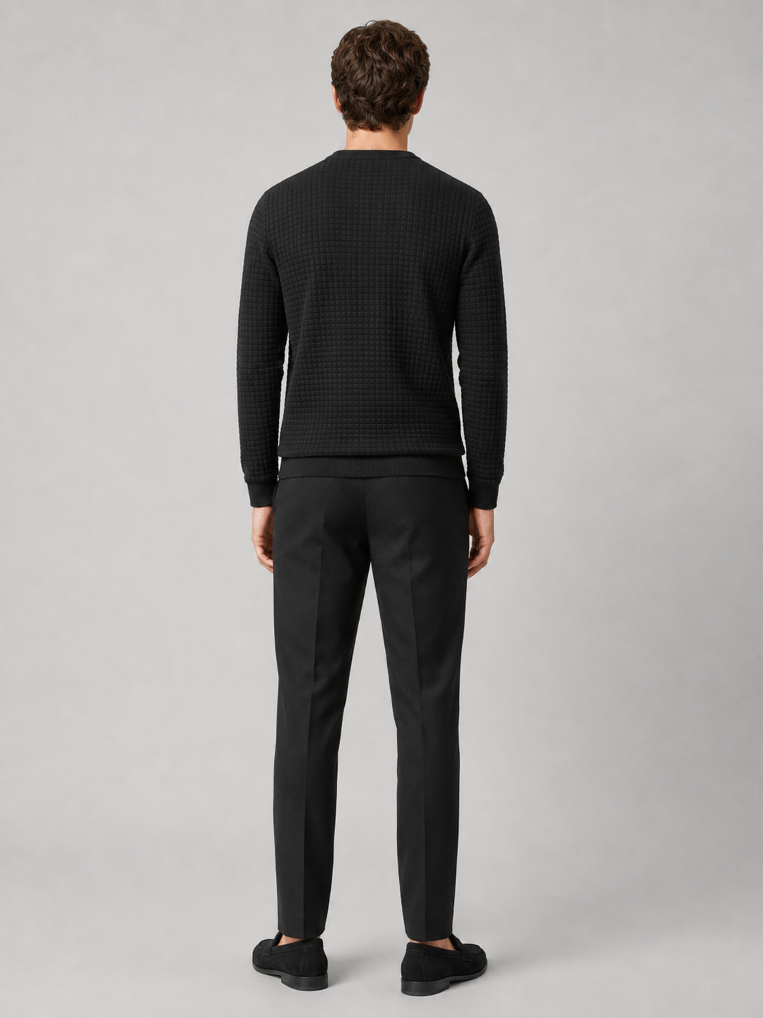 Men’s black knit sweater comfortable long sleeve winter top for casual outfits