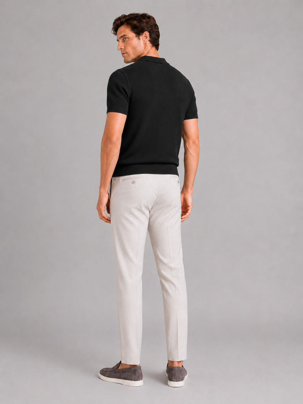 Men’s black breathable knit polo comfortable summer shirt for vacation outfits