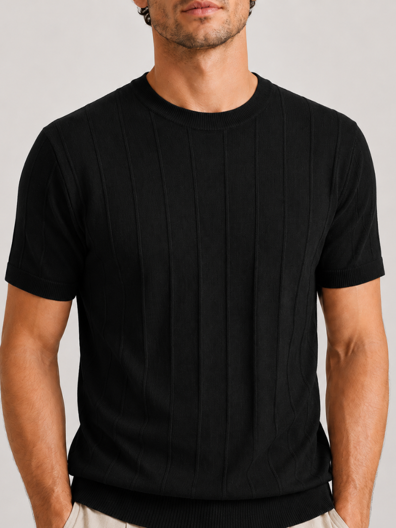 Men’s black knit summer top lightweight comfortable smart casual everyday wear
