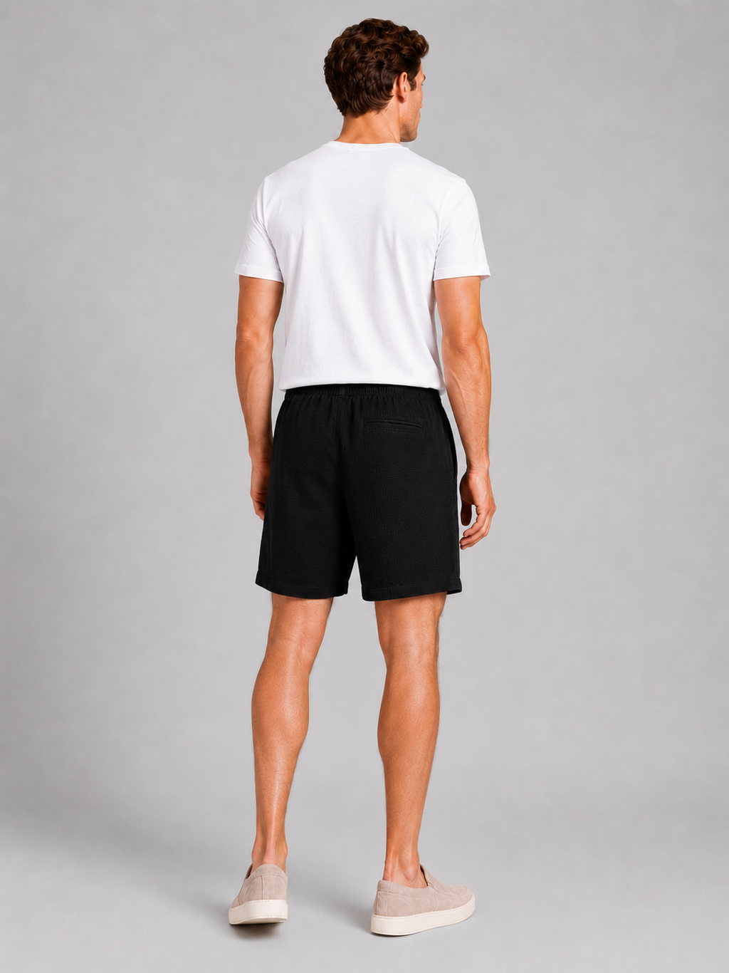 Black drawstring shorts for men loose fit knee length summer shorts for vacation wear