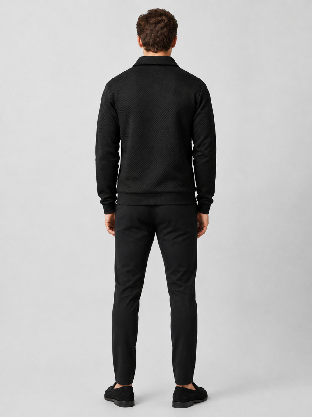 Men’s black solid color knit sweater comfortable fall layer for casual everyday outfits