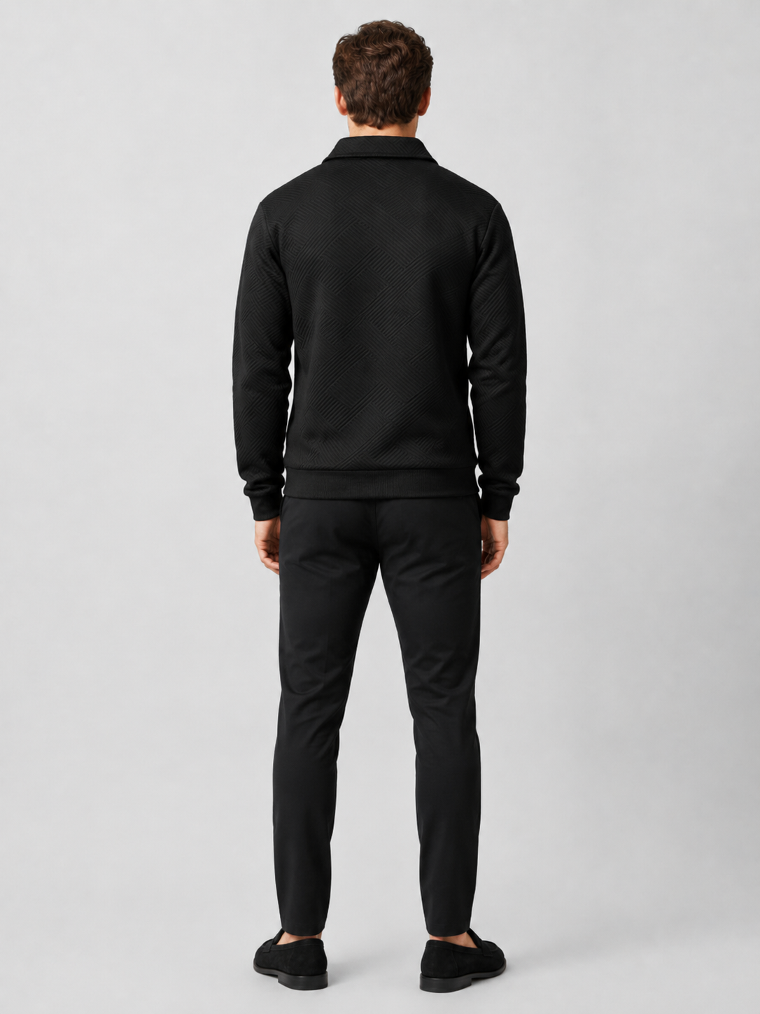 Men’s black solid color knit sweater comfortable fall layer for casual everyday outfits