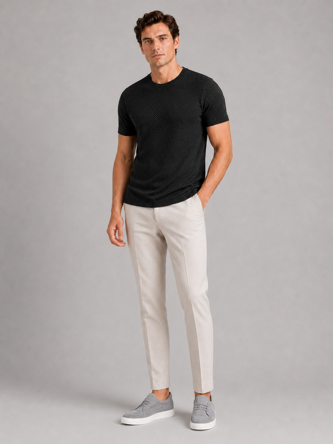 Black mesh crew neck t shirt for men lightweight summer top for everyday wear