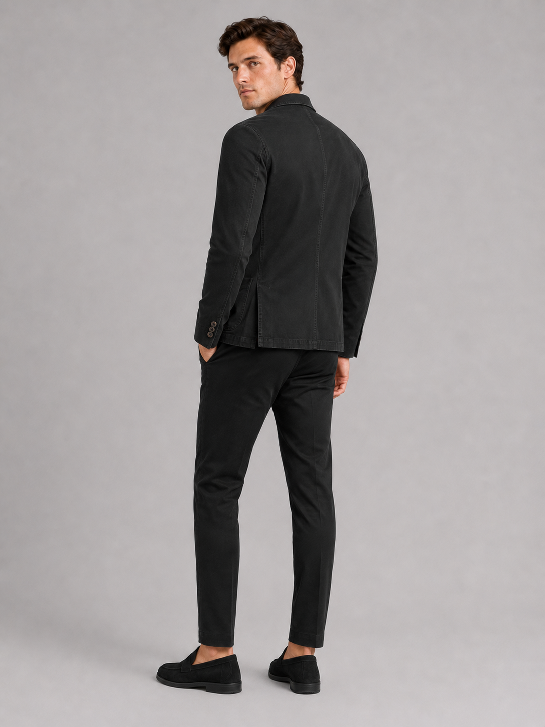 Men’s black washed cotton blazer comfortable business casual jacket for smart everyday outfits