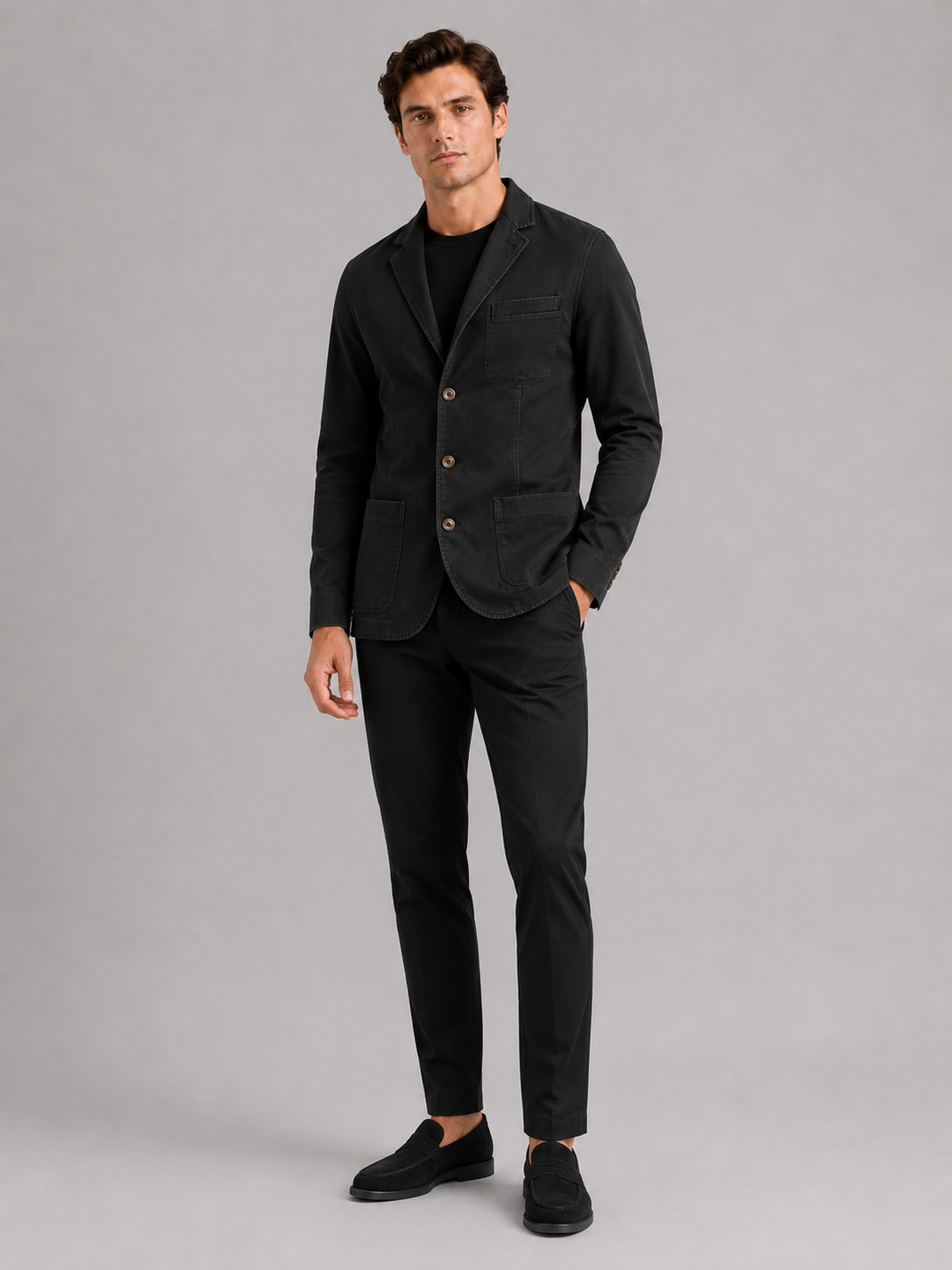 Black military blazer jacket for men casual fall outerwear for everyday and office wear