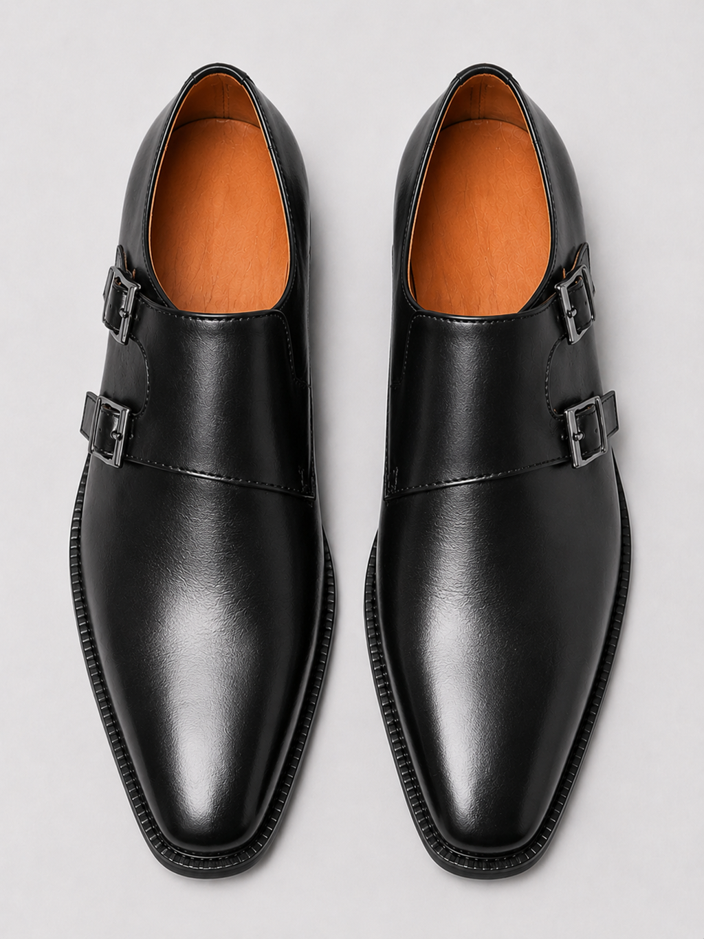 Black monk strap dress shoes for men formal leather oxfords for office and wedding outfits