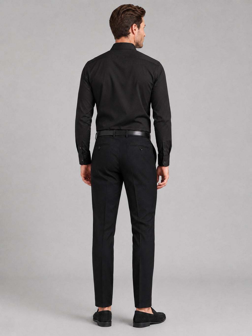 Men’s black non iron stretch shirt comfortable professional top for office and evening outfits