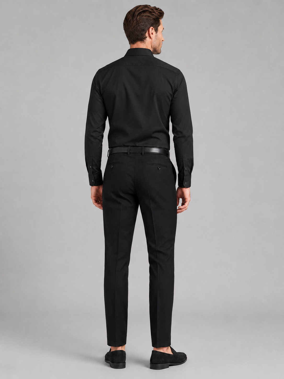Men’s black non iron stretch shirt comfortable professional top for office and evening outfits