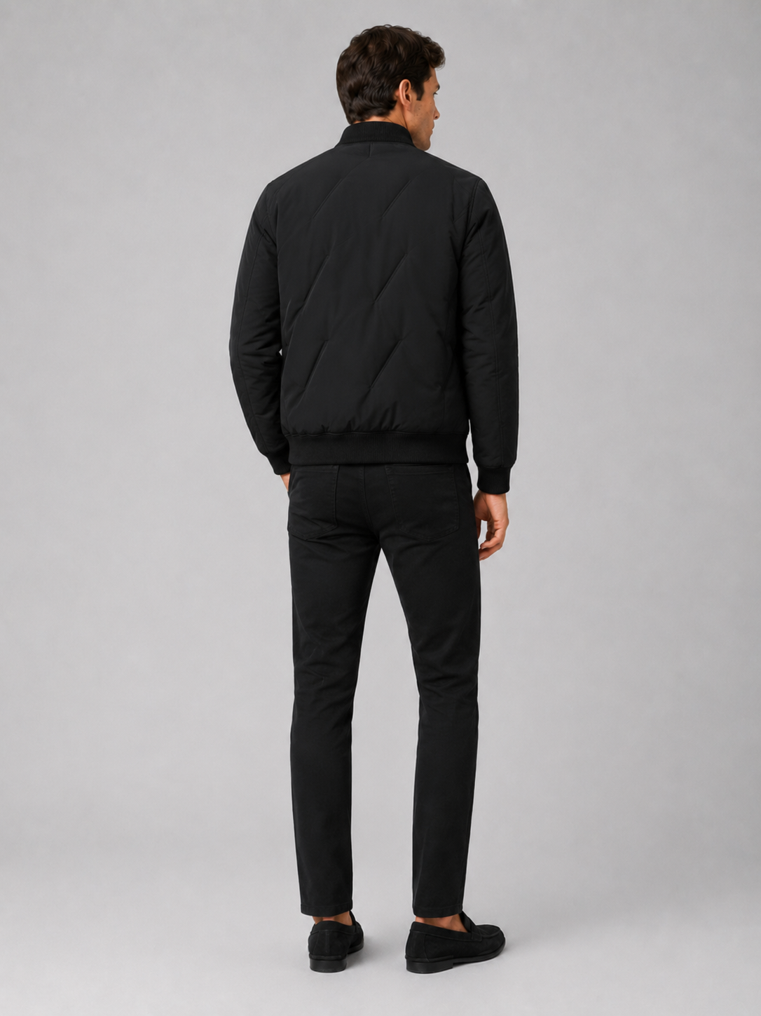 Men’s black cotton baseball jacket comfortable insulated layer for fall winter casual outfits