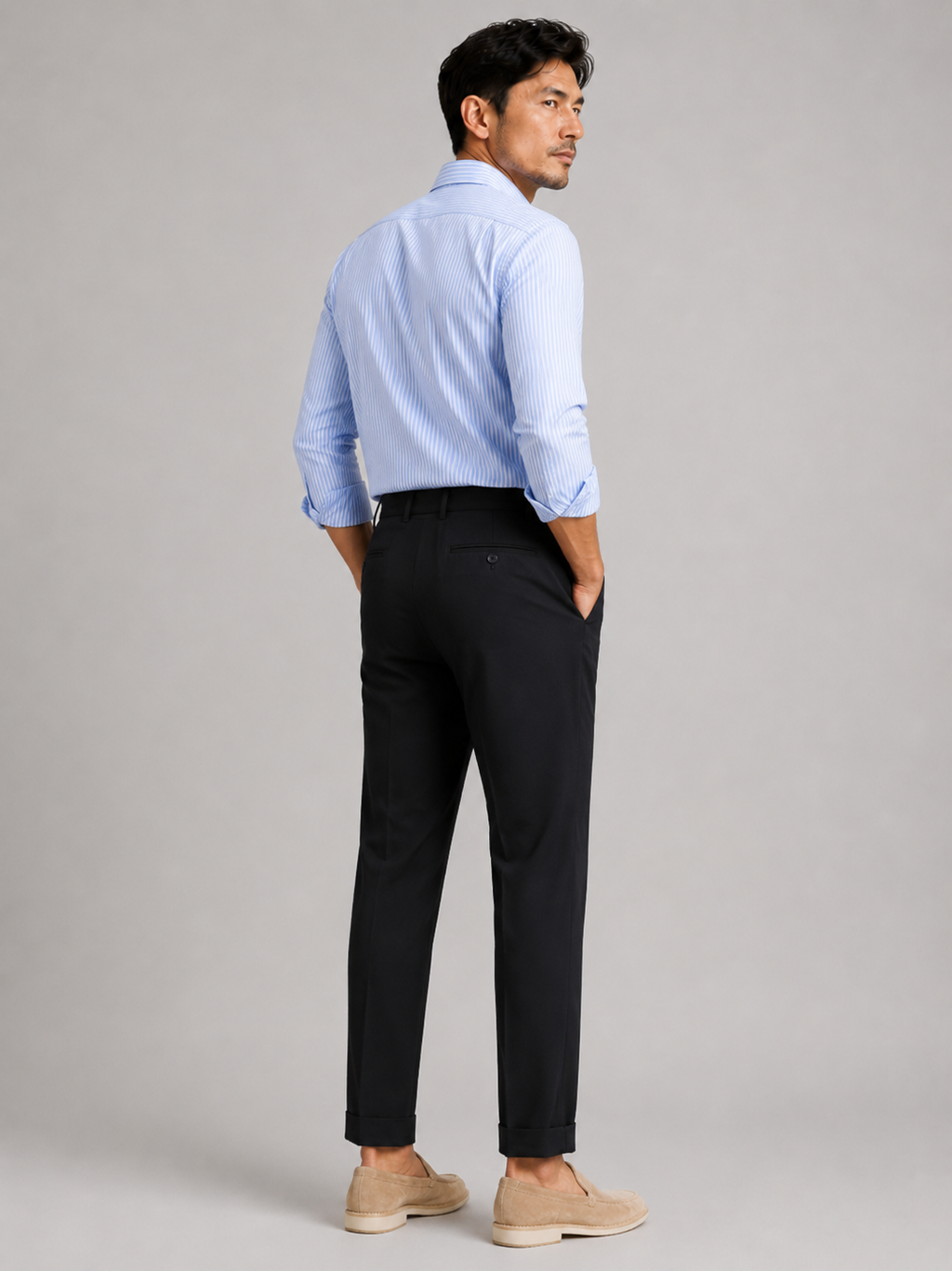 Black straight leg pants for men breathable lightweight casual trousers for travel wear