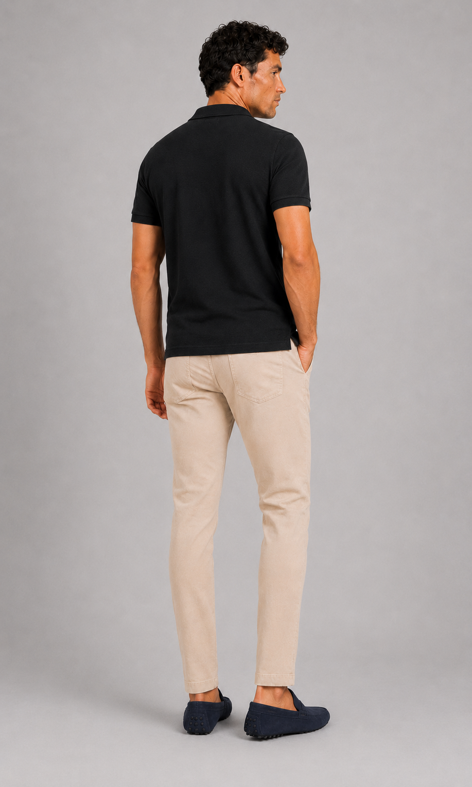 Men’s black business casual polo shirt soft comfortable summer top with polished fit