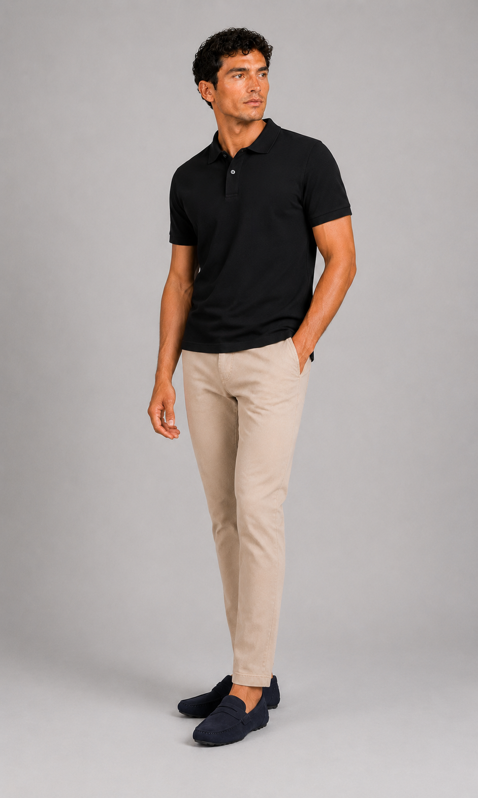 Black short sleeve polo shirt for men lightweight breathable golf and summer wear