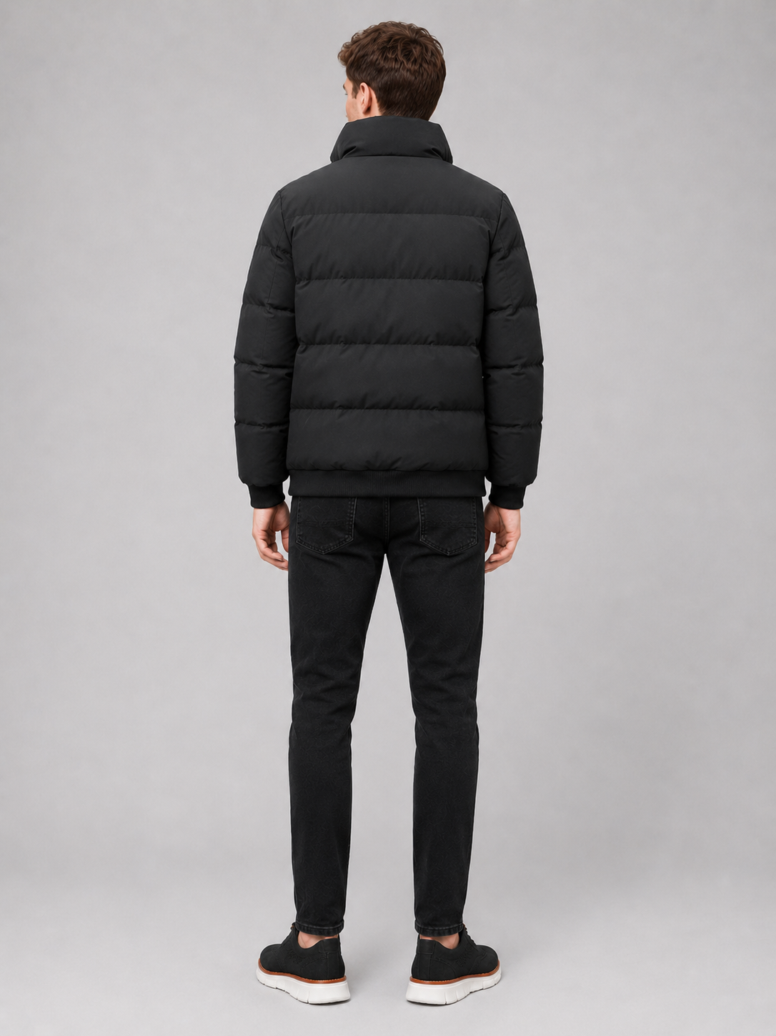 Men’s Puffer Jacket Thick Warm Solid Color Zip-Up Winter Casual Coat for Everyday Wear