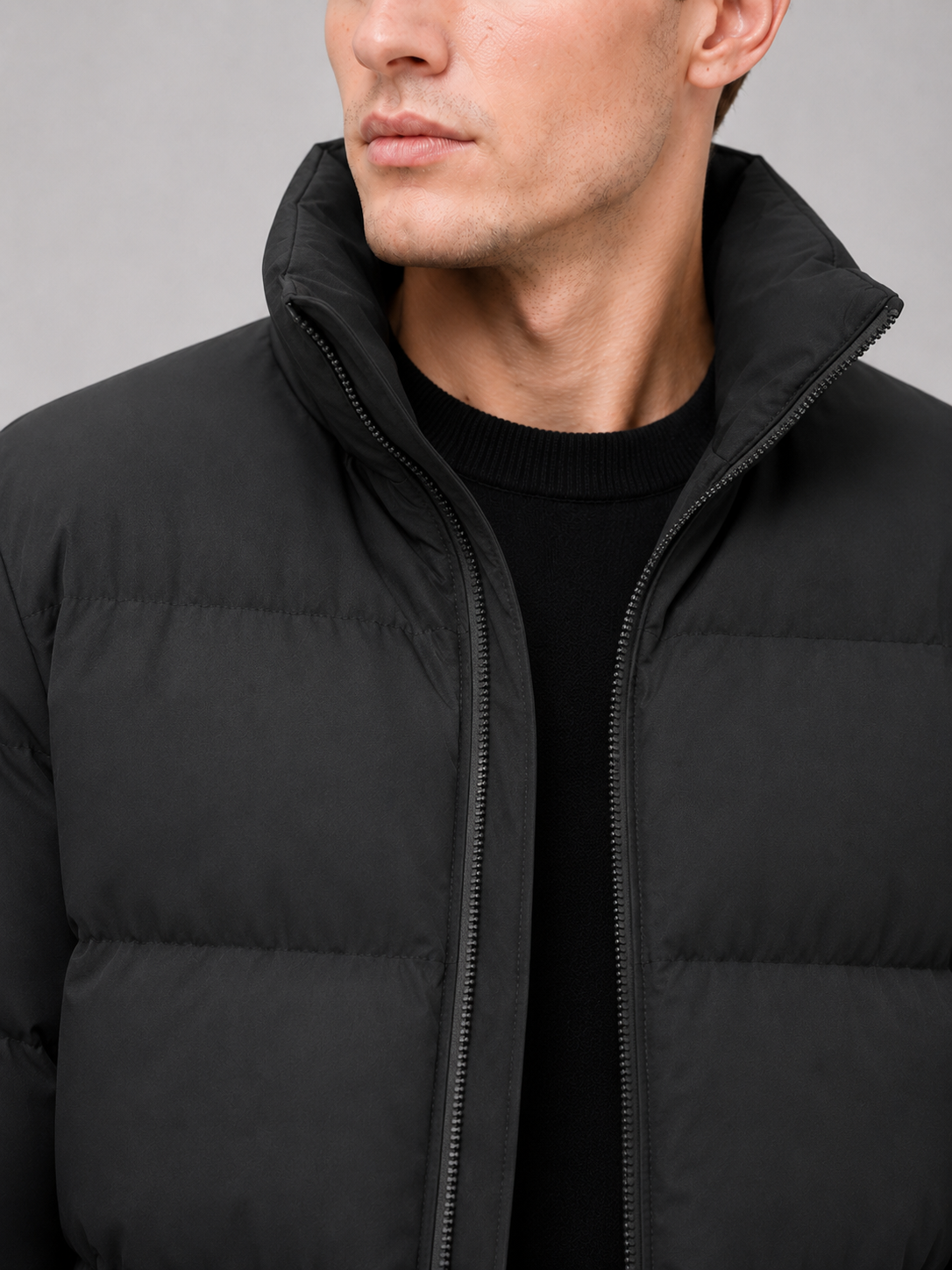 Men’s Puffer Jacket Thick Warm Solid Color Zip-Up Winter Casual Coat for Everyday Wear