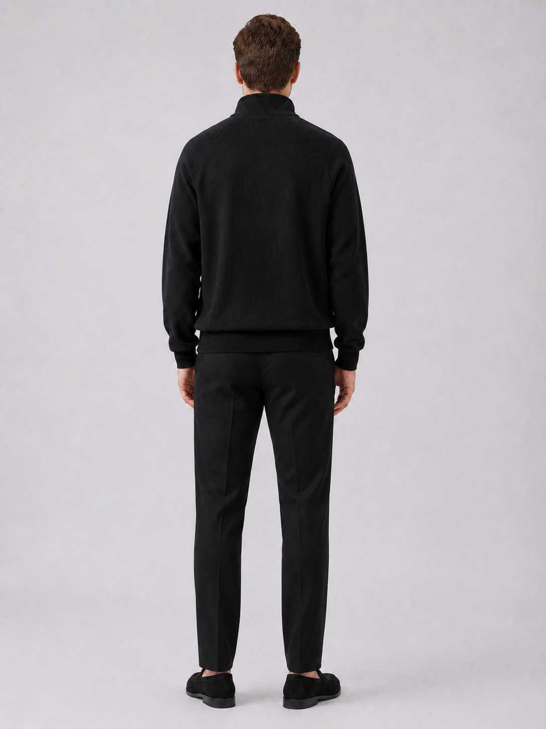 Men’s black knit sweater comfortable relaxed fit layer for casual and weekend outfits