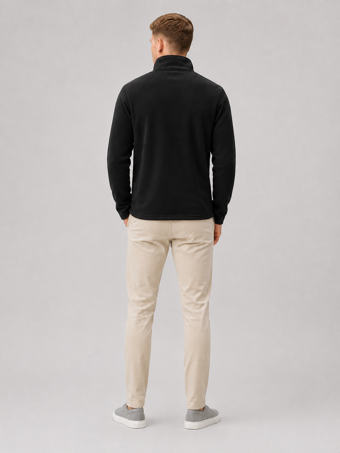 Men’s black fleece pullover comfortable insulated top for cold weather casual outfits