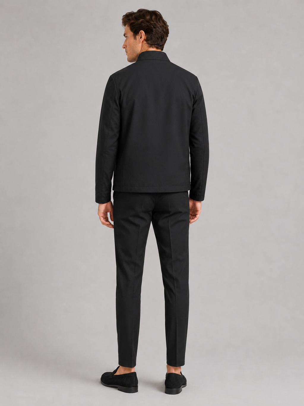 Men’s black workwear jacket comfortable lightweight layer for business casual and daily outfits