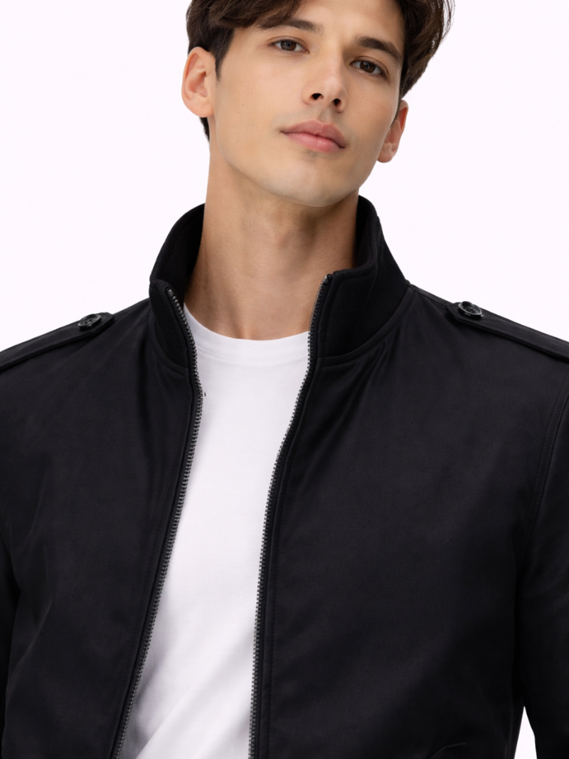 Men’s Stand Collar Trench Jacket Slim Fit Lightweight Business Coat Tailored Outerwear for Office, Travel and Smart Casual Wear