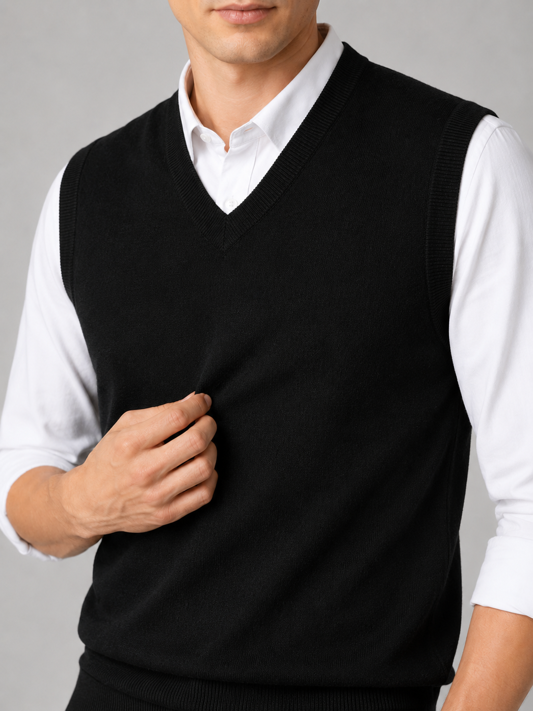 Men’s Sweater Vest V-Neck Solid Color Knit Fall Winter Layer for Business Casual and Everyday Wear