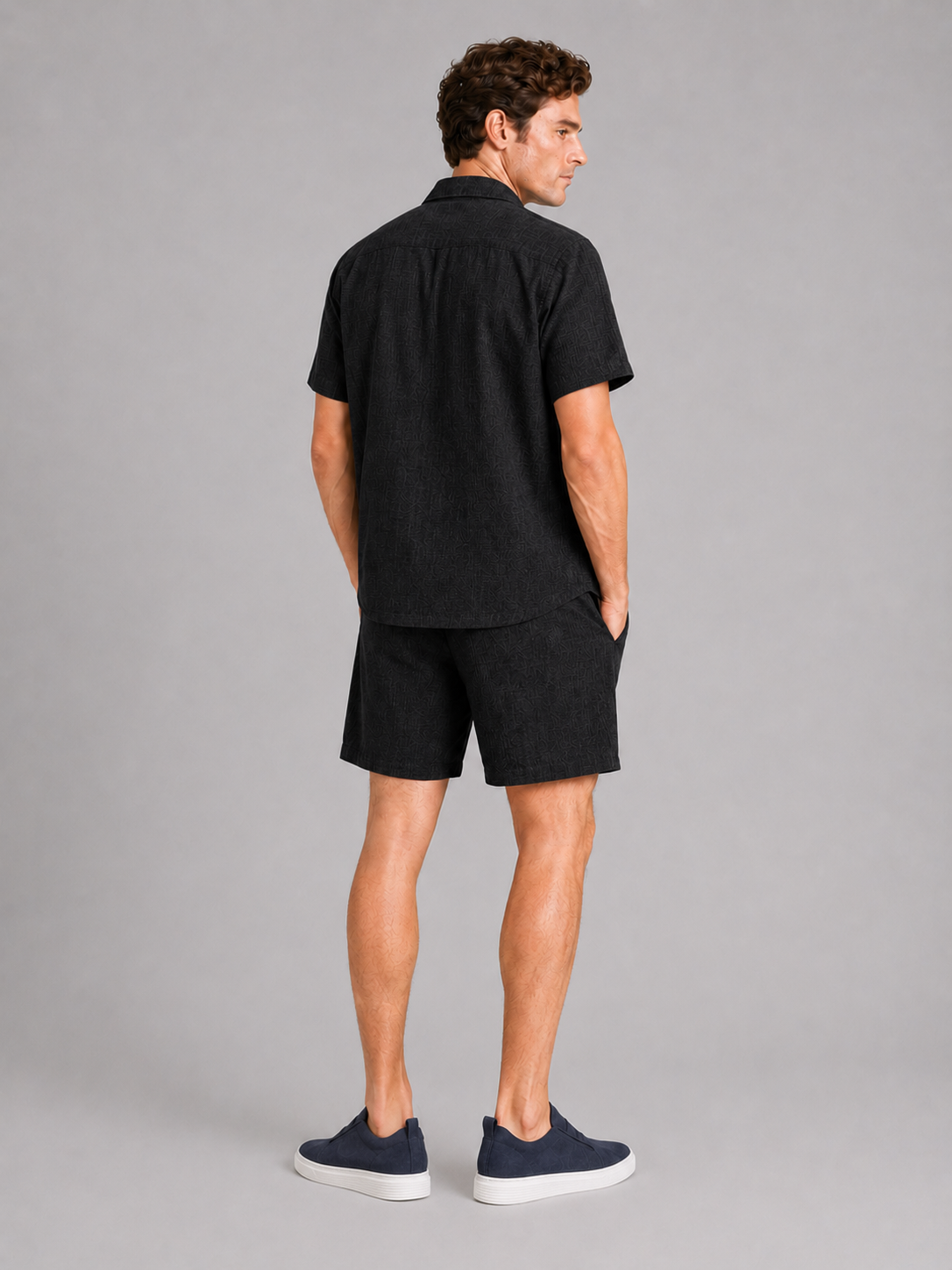 Men’s Two-Piece Set Short Sleeve Shirt and Shorts Breathable Loose Fit Summer Outfit for Vacation and Casual Wear