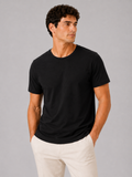 Men wearing black 100 percent cotton crew neck t shirt soft short sleeve summer casual style