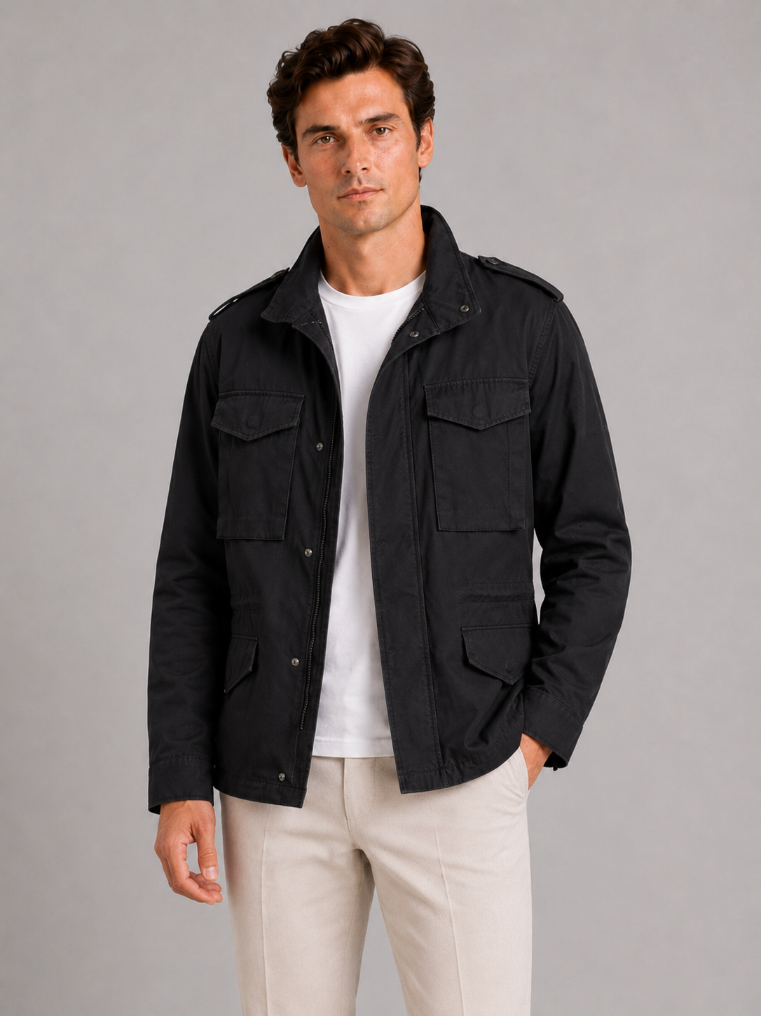 Men’s Cargo Fall Jacket Multi-Pocket Windbreaker Lightweight Fall Casual Jacket for Outdoor and Everyday Wear